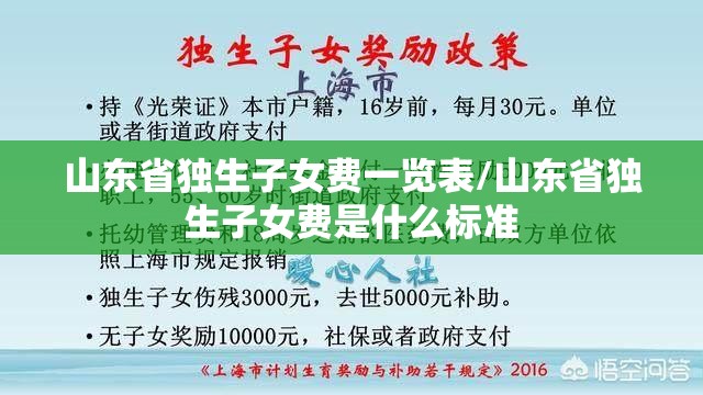 山东省独生子女费一览表/山东省独生子女费是什么标准