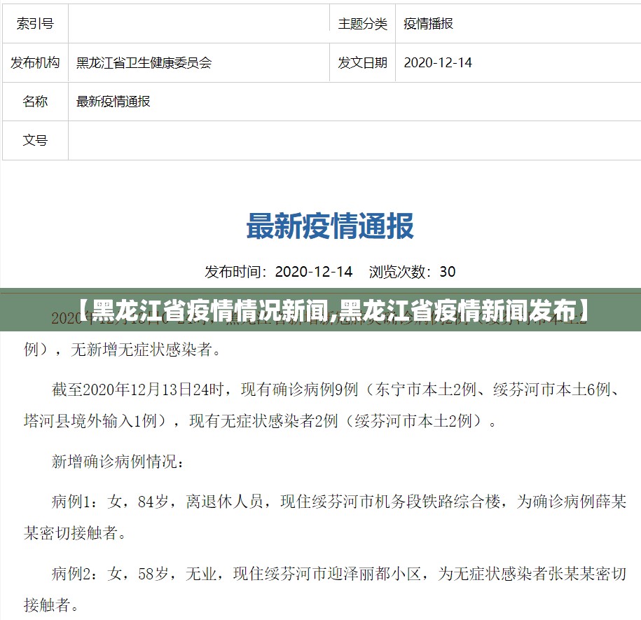 【黑龙江省疫情情况新闻,黑龙江省疫情新闻发布】
