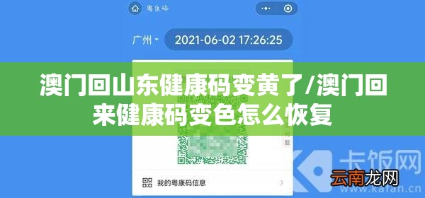 澳门回山东健康码变黄了/澳门回来健康码变色怎么恢复