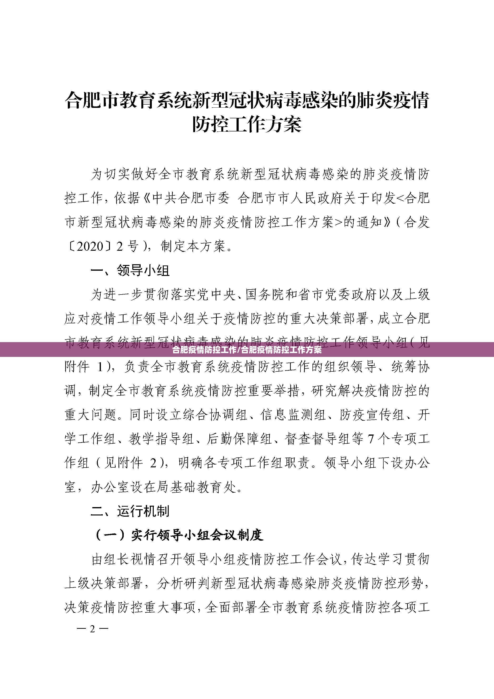 合肥疫情防控工作/合肥疫情防控工作方案