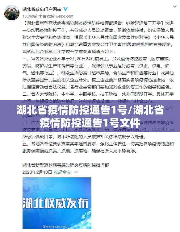 湖北省疫情防控通告1号/湖北省疫情防控通告1号文件