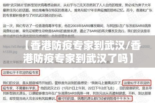 【香港防疫专家到武汉/香港防疫专家到武汉了吗】