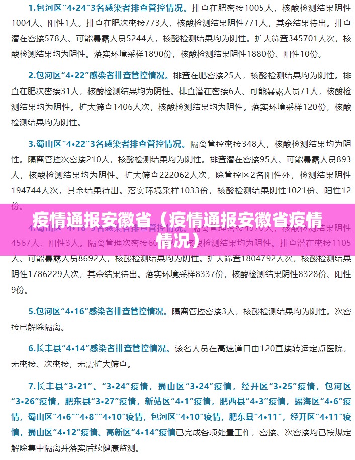 疫情通报安徽省（疫情通报安徽省疫情情况）