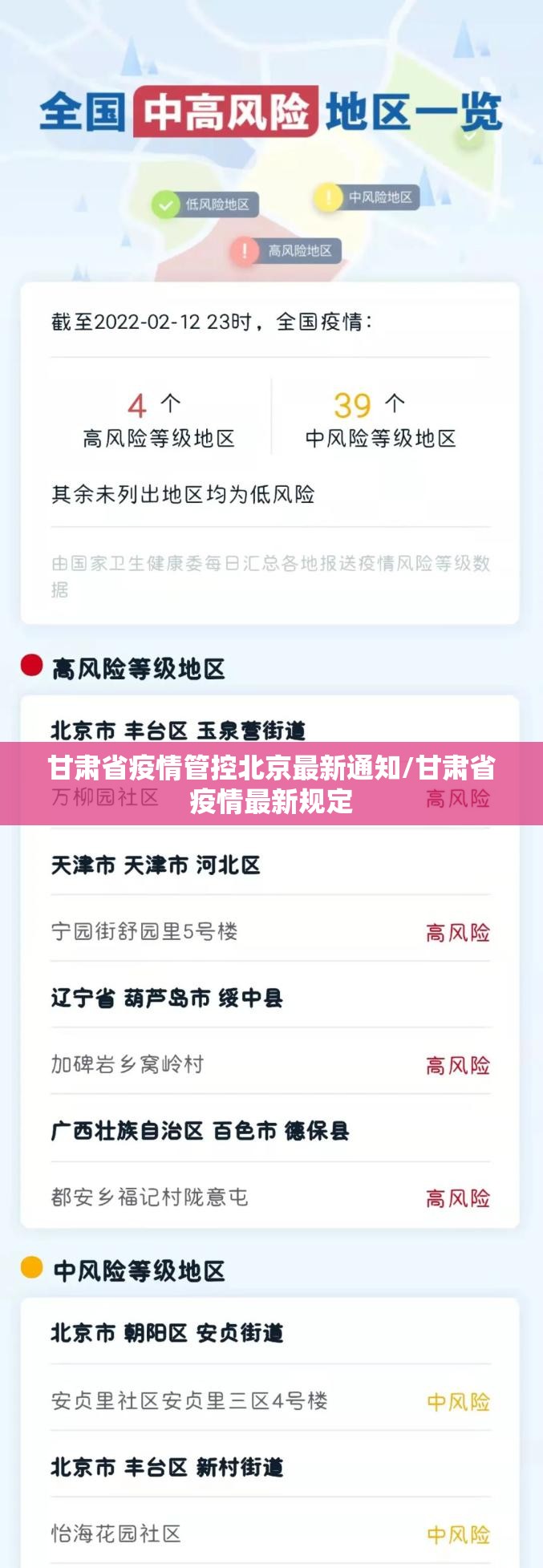 甘肃省疫情管控北京最新通知/甘肃省疫情最新规定