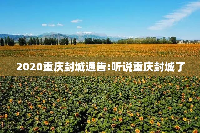 2020重庆封城通告:听说重庆封城了