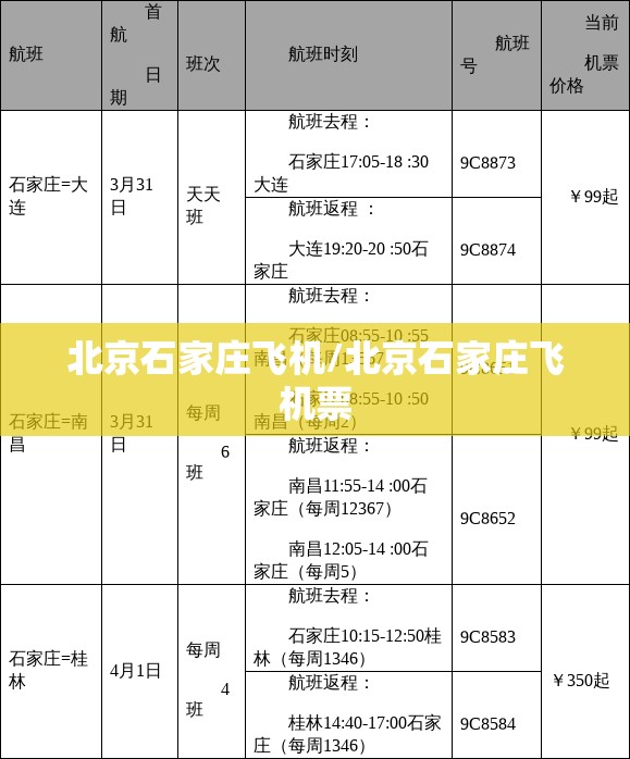 北京石家庄飞机/北京石家庄飞机票