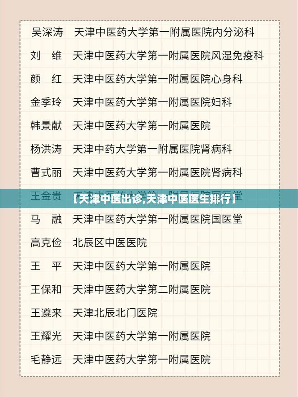 【天津中医出诊,天津中医医生排行】