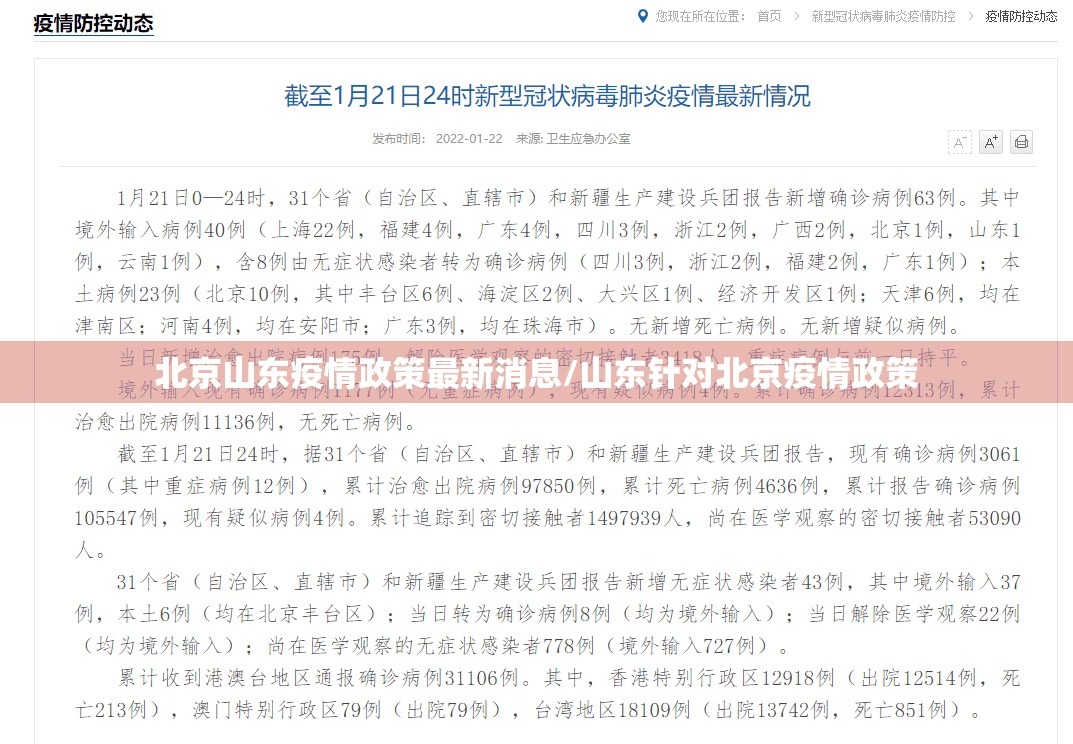 北京山东疫情政策最新消息/山东针对北京疫情政策