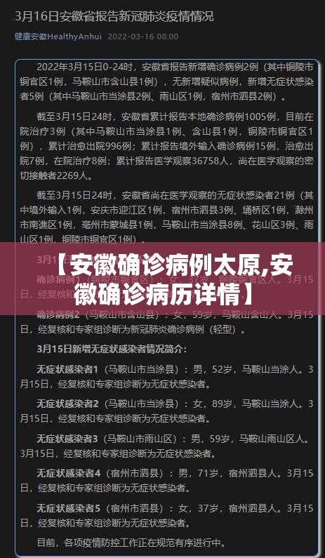 【安徽确诊病例太原,安徽确诊病历详情】