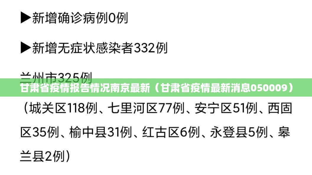 甘肃省疫情报告情况南京最新（甘肃省疫情最新消息050009）