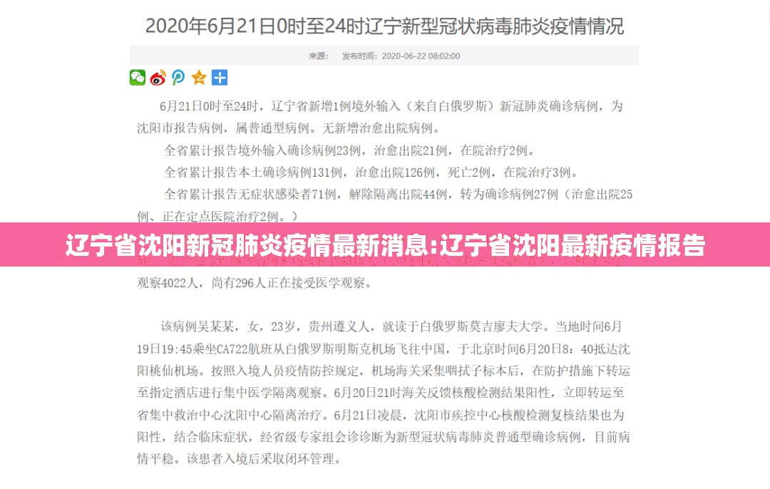 辽宁省沈阳新冠肺炎疫情最新消息:辽宁省沈阳最新疫情报告