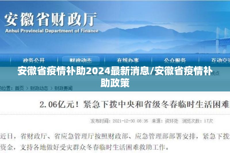 安徽省疫情补助2024最新消息/安徽省疫情补助政策