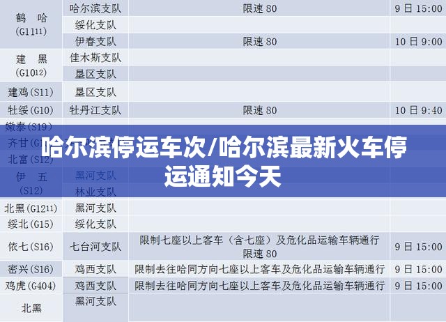 哈尔滨停运车次/哈尔滨最新火车停运通知今天