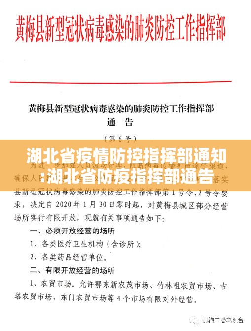 湖北省疫情防控指挥部通知:湖北省防疫指挥部通告