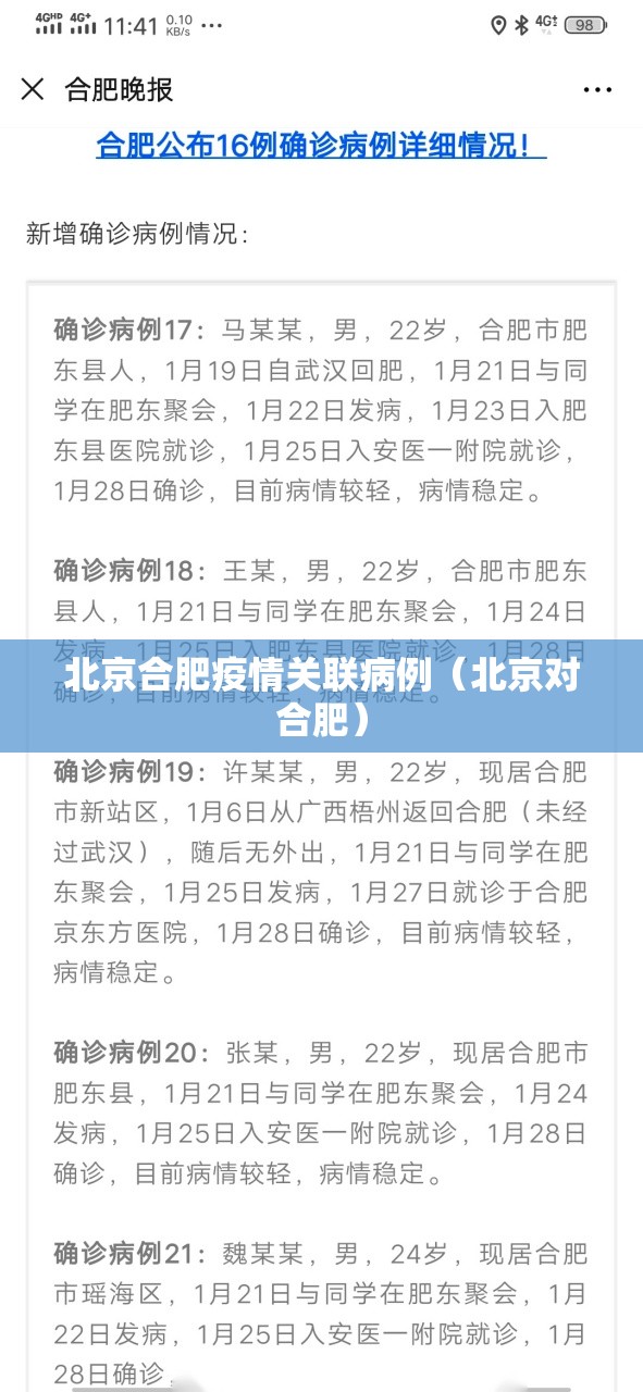 北京合肥疫情关联病例（北京对合肥）
