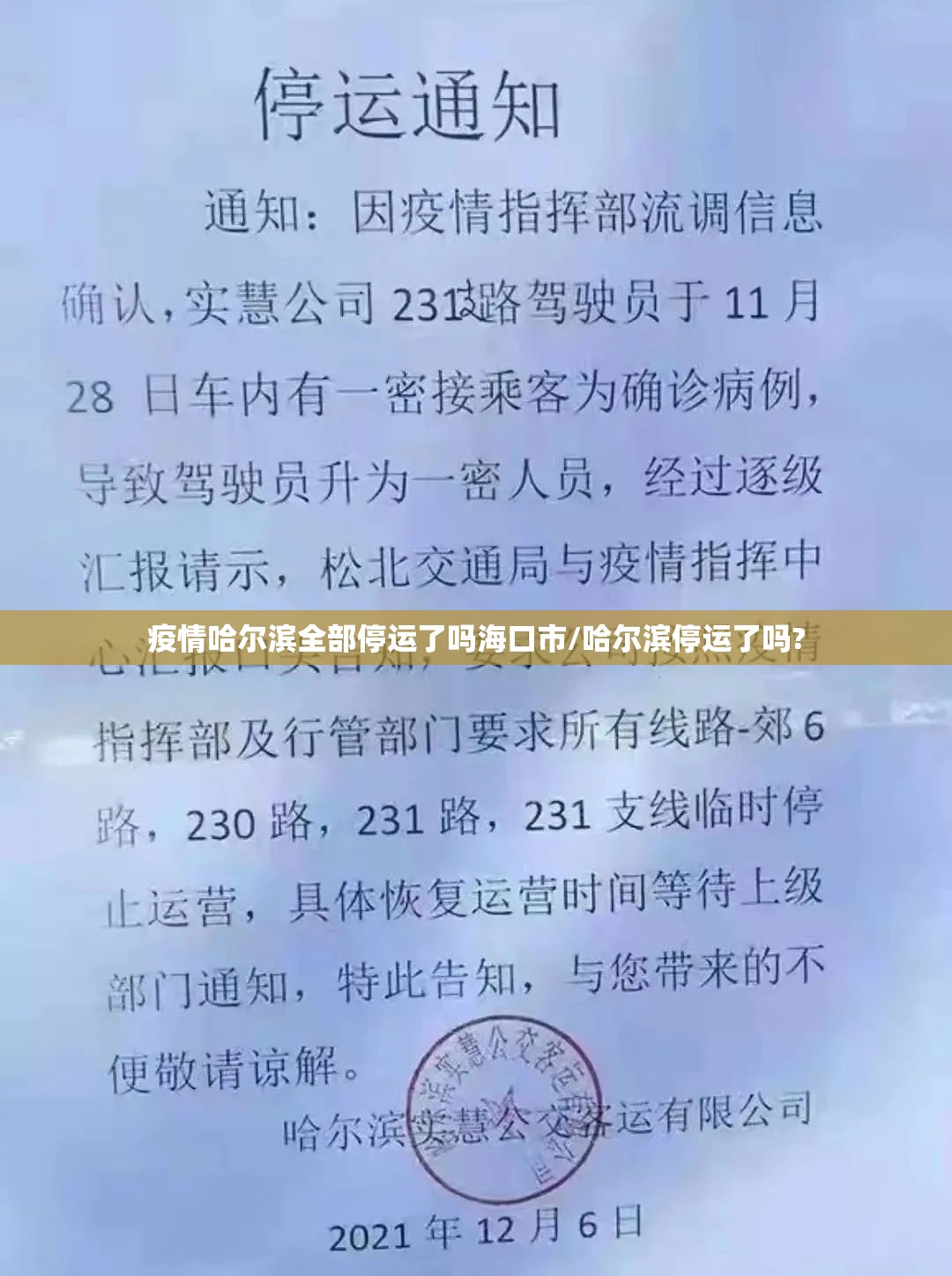 疫情哈尔滨全部停运了吗海口市/哈尔滨停运了吗?