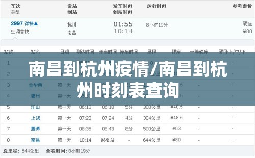 南昌到杭州疫情/南昌到杭州时刻表查询