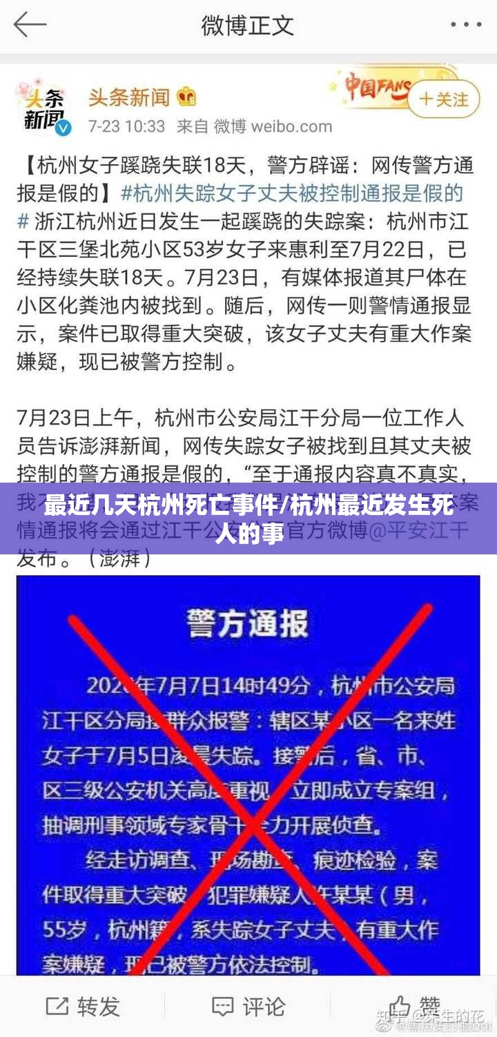 最近几天杭州死亡事件/杭州最近发生死人的事