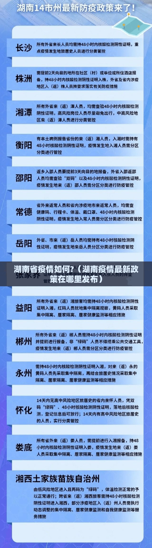 湖南省疫情如何?（湖南疫情最新政策在哪里发布）