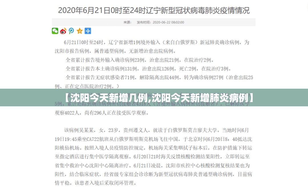 【沈阳今天新增几例,沈阳今天新增肺炎病例】