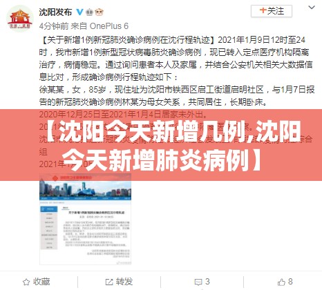 【沈阳今天新增几例,沈阳今天新增肺炎病例】