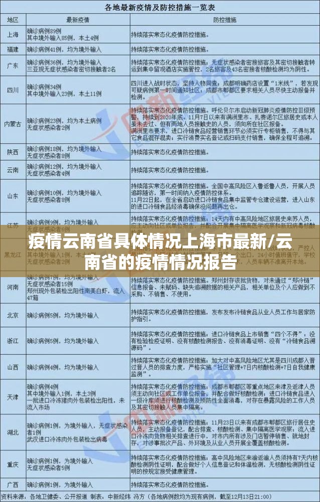 疫情云南省具体情况上海市最新/云南省的疫情情况报告