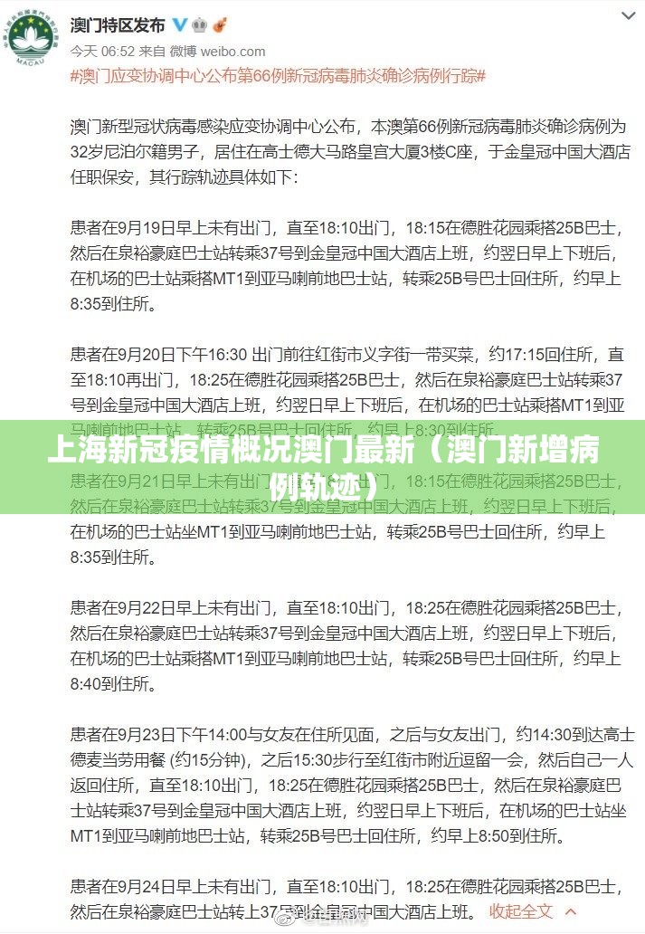 上海新冠疫情概况澳门最新（澳门新增病例轨迹）
