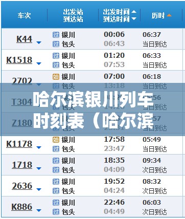 哈尔滨银川列车时刻表（哈尔滨到银川火车多长时间）