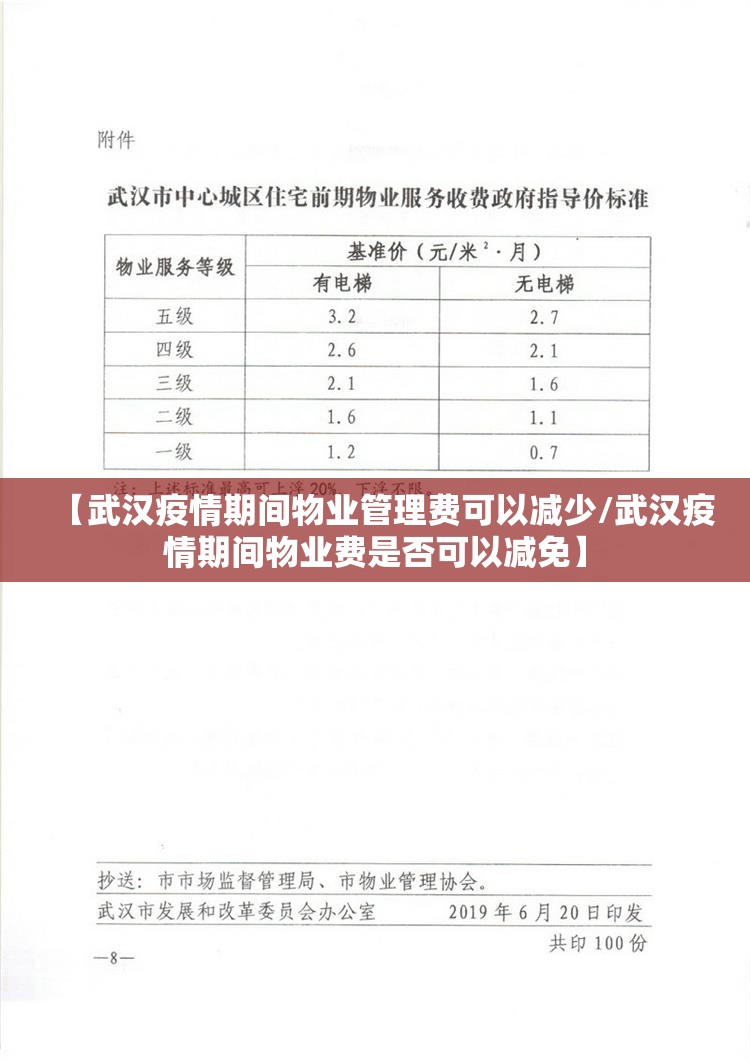 【武汉疫情期间物业管理费可以减少/武汉疫情期间物业费是否可以减免】