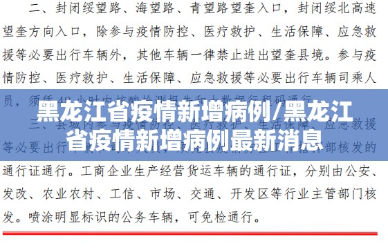 黑龙江省疫情新增病例/黑龙江省疫情新增病例最新消息