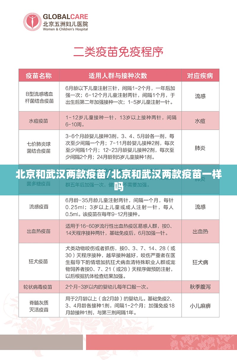 北京和武汉两款疫苗/北京和武汉两款疫苗一样吗