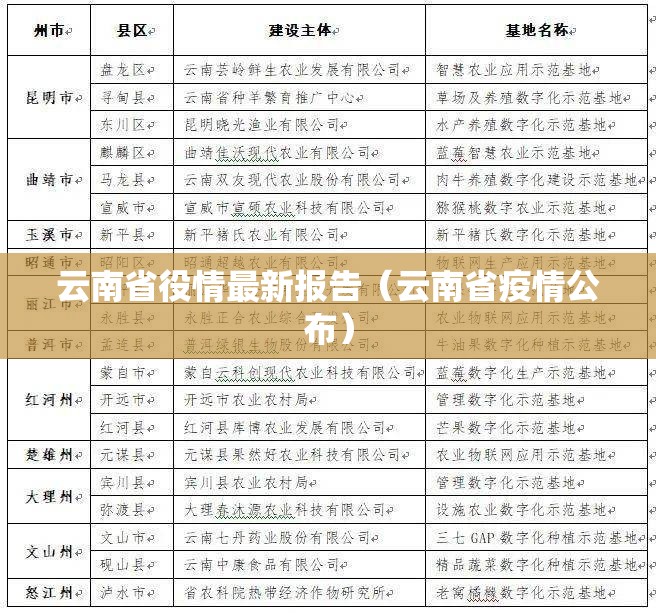云南省役情最新报告（云南省疫情公布）