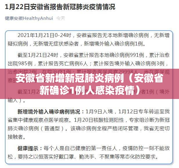 安徽省新增新冠肺炎病例（安徽省新确诊1例人感染疫情）