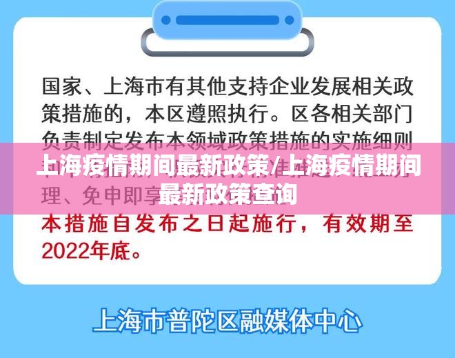 上海疫情期间最新政策/上海疫情期间最新政策查询