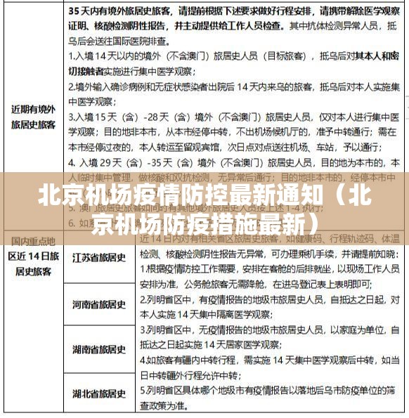 北京机场疫情防控最新通知（北京机场防疫措施最新）