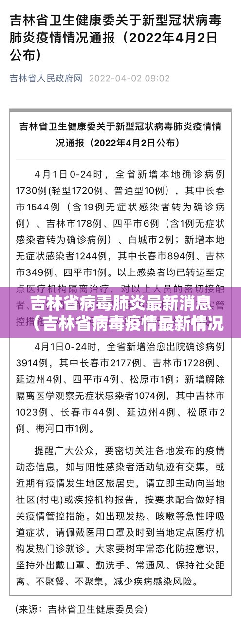 吉林省病毒肺炎最新消息（吉林省病毒疫情最新情况）