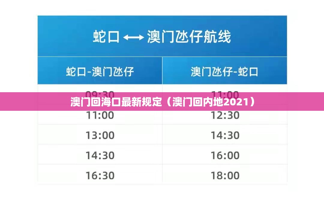 澳门回海口最新规定（澳门回内地2021）