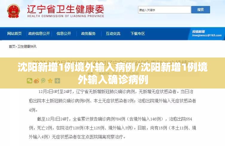 沈阳新增1例境外输入病例/沈阳新增1例境外输入确诊病例