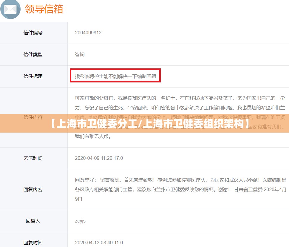 【上海市卫健委分工/上海市卫健委组织架构】