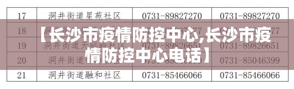 【长沙市疫情防控中心,长沙市疫情防控中心电话】