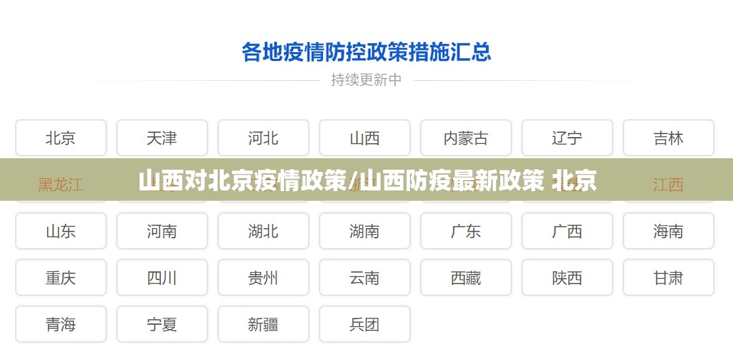 山西对北京疫情政策/山西防疫最新政策 北京