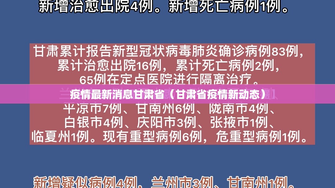 疫情最新消息甘肃省（甘肃省疫情新动态）