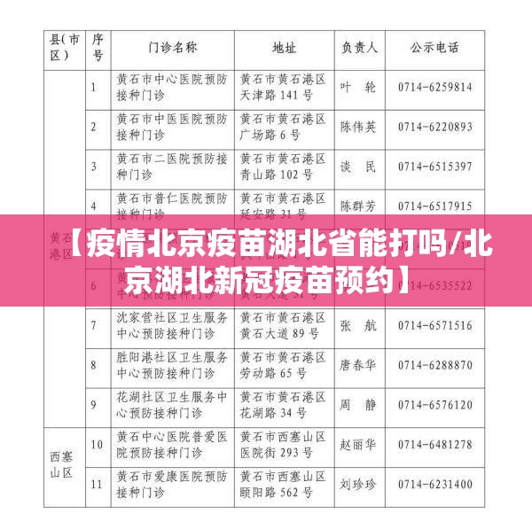 【疫情北京疫苗湖北省能打吗/北京湖北新冠疫苗预约】