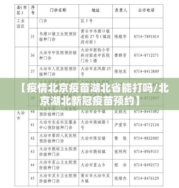 【疫情北京疫苗湖北省能打吗/北京湖北新冠疫苗预约】