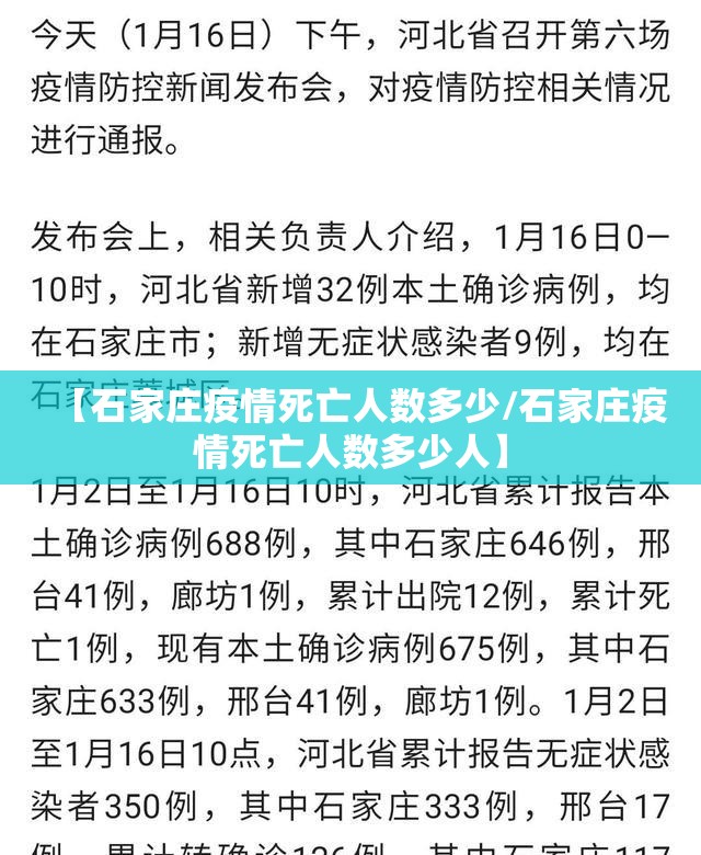 【石家庄疫情死亡人数多少/石家庄疫情死亡人数多少人】