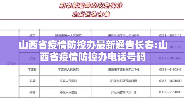 山西省疫情防控办最新通告长春:山西省疫情防控办电话号码