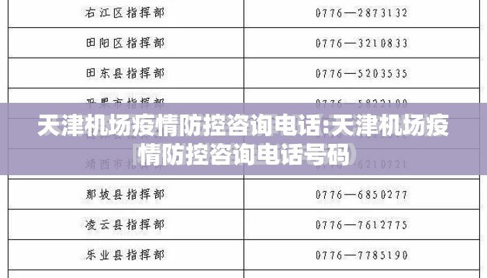 天津机场疫情防控咨询电话:天津机场疫情防控咨询电话号码