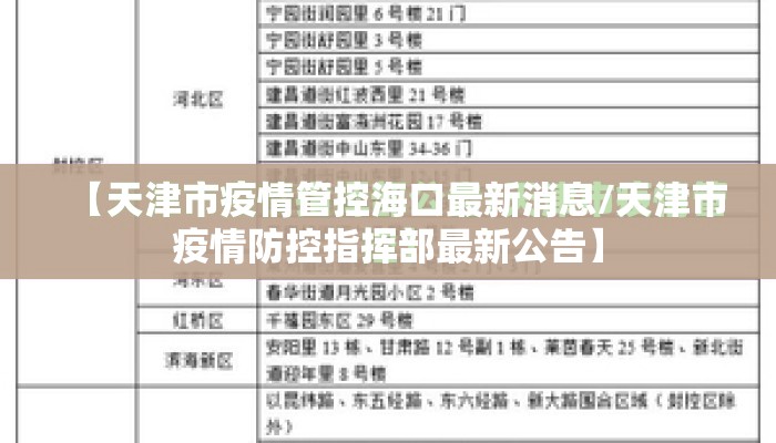 【天津市疫情管控海口最新消息/天津市疫情防控指挥部最新公告】