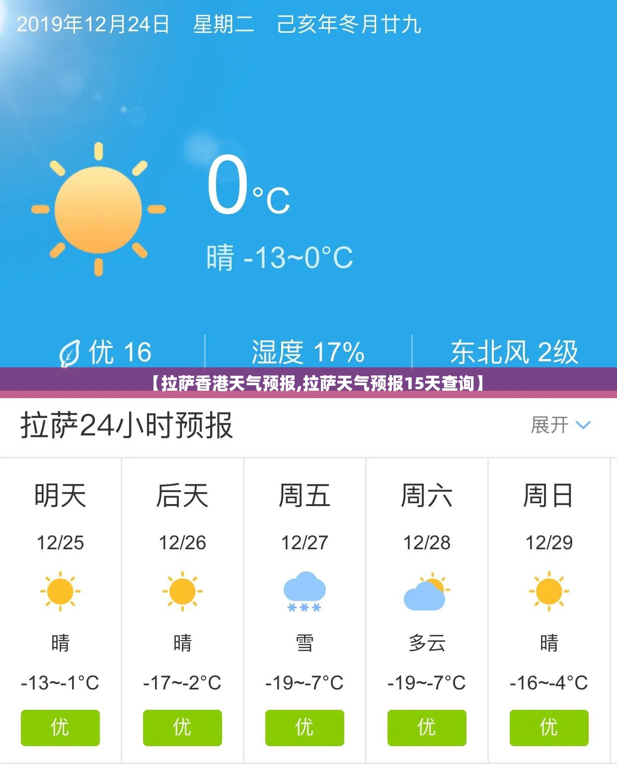 【拉萨香港天气预报,拉萨天气预报15天查询】