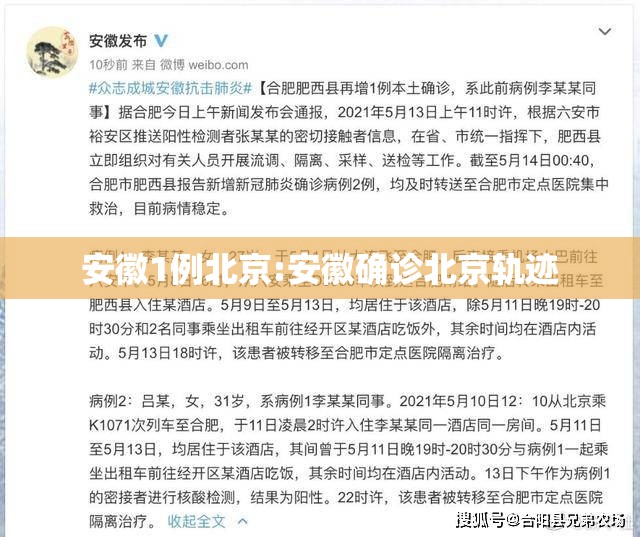 安徽1例北京:安徽确诊北京轨迹